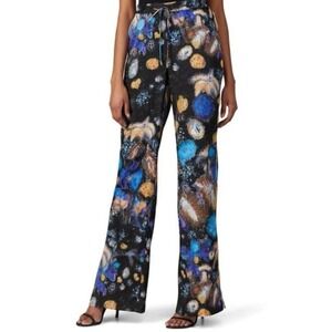 Peter Pilotto Fireworks Abstract Printed Straight Leg Silky Pants w/ Pockets, 6